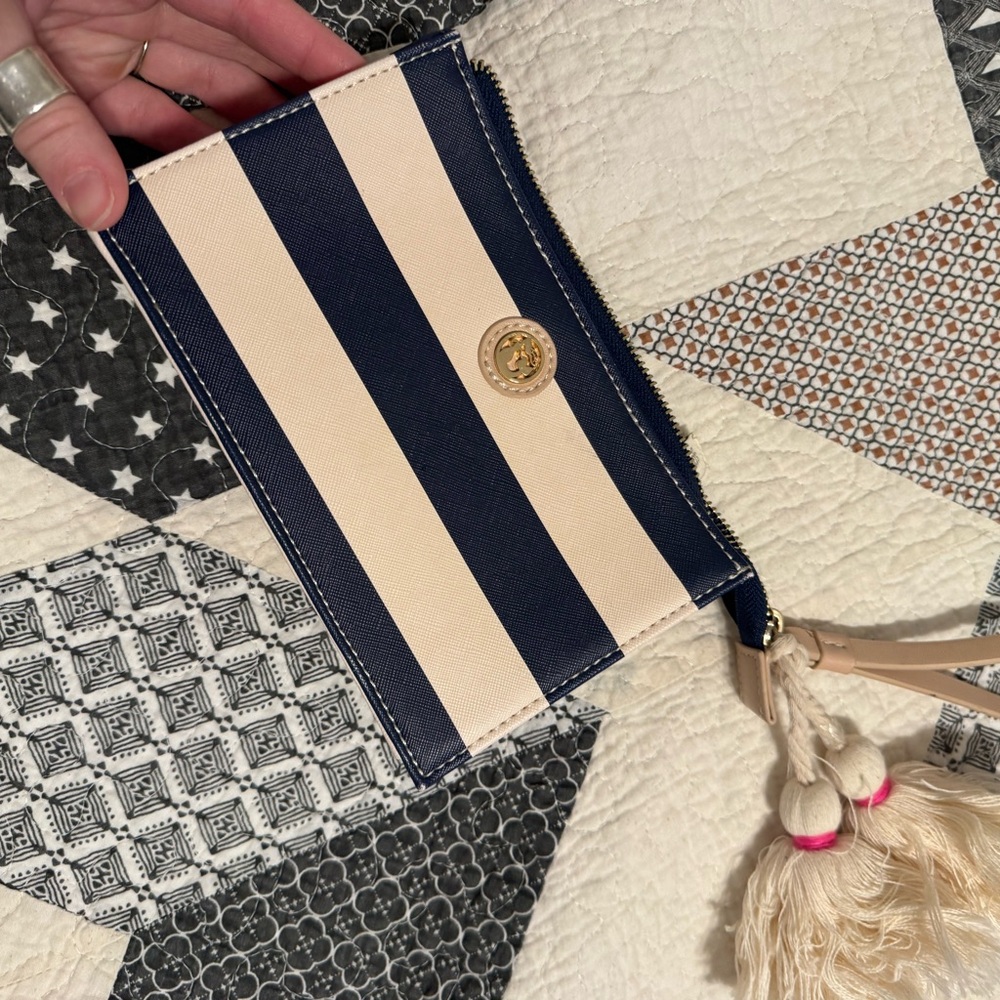 Spartina 449 Navy and Cream Striped Clutch